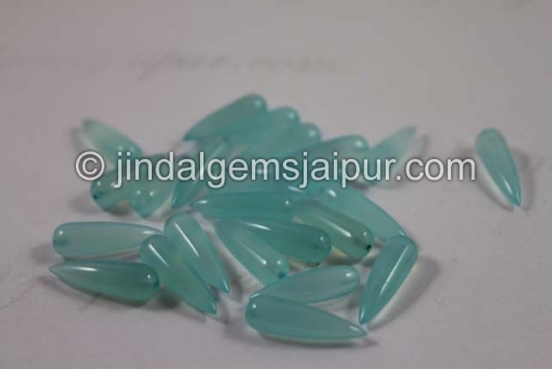Aqua Chalcedony Smooth Drops(Half Drill)